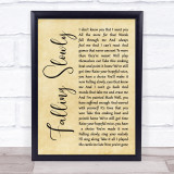 Glen Hansard, Marketa Irglova Falling Slowly Rustic Script Song Lyric Print