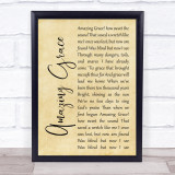Hymn Amazing Grace Rustic Script Song Lyric Print