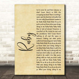Kaiser Chiefs Ruby Rustic Script Song Lyric Print