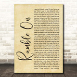 Led Zeppelin Ramble On Rustic Script Song Lyric Print