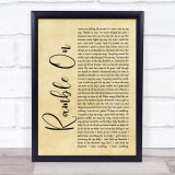 Led Zeppelin Ramble On Rustic Script Song Lyric Print