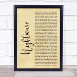 Avenged Sevenfold Nightmare Rustic Script Song Lyric Print