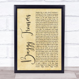 Madness Baggy Trousers Rustic Script Song Lyric Print