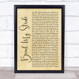 Matthew Wilder Break My Stride Rustic Script Song Lyric Print