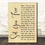 N Trance Set You Free Rustic Script Song Lyric Print