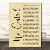 One Direction No Control Rustic Script Song Lyric Print