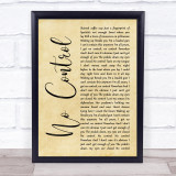 One Direction No Control Rustic Script Song Lyric Print