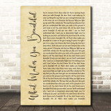 One Direction What Makes You Beautiful Rustic Script Song Lyric Print