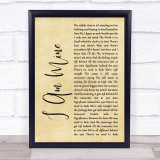 Pearl Jam I Am Mine Rustic Script Song Lyric Print
