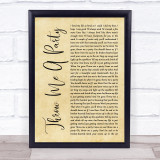 Rita Wilson Throw Me A Party Rustic Script Song Lyric Print