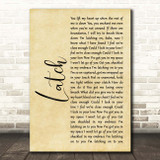 Sam Smith Latch Rustic Script Song Lyric Print