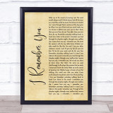 Skid Row I Remember You Rustic Script Song Lyric Print
