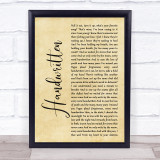 The Gaslight Anthem Handwritten Rustic Script Song Lyric Print