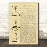 The Killers Miss Atomic Bomb Rustic Script Song Lyric Print