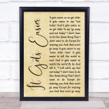 Willie Nelson It Gets Easier Rustic Script Song Lyric Print