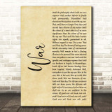 Bob Marley War Rustic Script Song Lyric Print