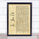 Collin Raye In This Life Rustic Script Song Lyric Print