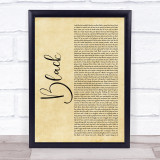 Dave Black Rustic Script Song Lyric Print