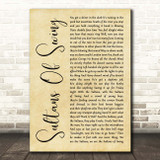 Dire Straits Sultans Of Swing Rustic Script Song Lyric Print
