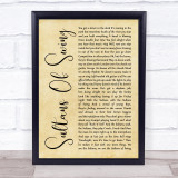 Dire Straits Sultans Of Swing Rustic Script Song Lyric Print