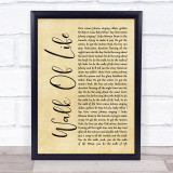Dire Straits Walk Of Life Rustic Script Song Lyric Print