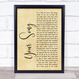 Ellie Goulding Your Song Rustic Script Song Lyric Print