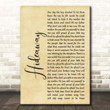 Erasure Hideaway Rustic Script Song Lyric Print