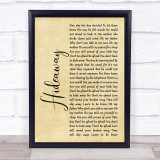 Erasure Hideaway Rustic Script Song Lyric Print