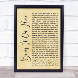 Little Big Town Bring It On Home Rustic Script Song Lyric Wall Art Print