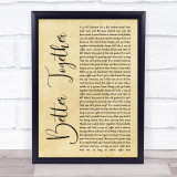 Luke Combs Better Together Rustic Script Song Lyric Wall Art Print