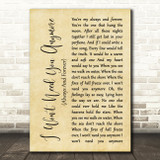 Randy Travis I Won't Need You Anymore (Always And Forever) Rustic Script Song Lyric Wall Art Print