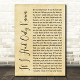Reba McEntire If I Had Only Known Rustic Script Song Lyric Wall Art Print