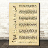 Riley Green I Wish Grandpas Never Died Rustic Script Song Lyric Wall Art Print