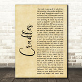 Sub Urban Cradles Rustic Script Song Lyric Wall Art Print