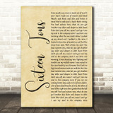 Tennessee Ernie Ford Sixteen Tons Rustic Script Song Lyric Wall Art Print