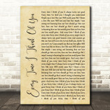 The Babys Every Time I Think Of You Rustic Script Song Lyric Wall Art Print