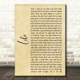 The Cadillac Three Life Rustic Script Song Lyric Wall Art Print