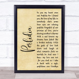 Glenn Miller Perfidia Rustic Script Song Lyric Wall Art Print