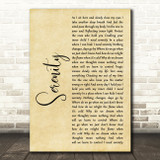Godsmack Serenity Rustic Script Song Lyric Wall Art Print