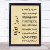Hazel O' Connor Will You Rustic Script Song Lyric Wall Art Print