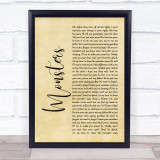 James Blunt Monsters Rustic Script Song Lyric Wall Art Print