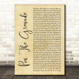 Blink-182 Pin The Grenade Rustic Script Song Lyric Quote Music Print
