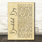 John Lennon Beautiful Boy (Darling Boy) Rustic Script Song Lyric Quote Music Print