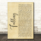 Joshua Radin Falling Rustic Script Song Lyric Quote Music Print