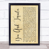 Kenny Chesney You And Tequila Rustic Script Song Lyric Quote Music Print