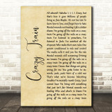 Ozzy Osbourne Crazy Train Rustic Script Song Lyric Quote Music Print