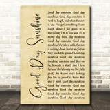 The Beatles Good Day Sunshine Rustic Script Song Lyric Quote Music Print