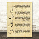 The Cult She Sells Sanctuary Rustic Script Song Lyric Quote Music Print
