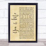 The Wannadies You & Me Rustic Script Song Lyric Quote Music Print