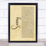 Bobby Hebb Sunny Rustic Script Song Lyric Quote Print